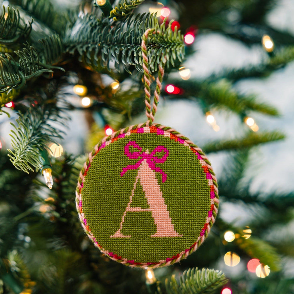 Needlepoint Monogram Ornament - A