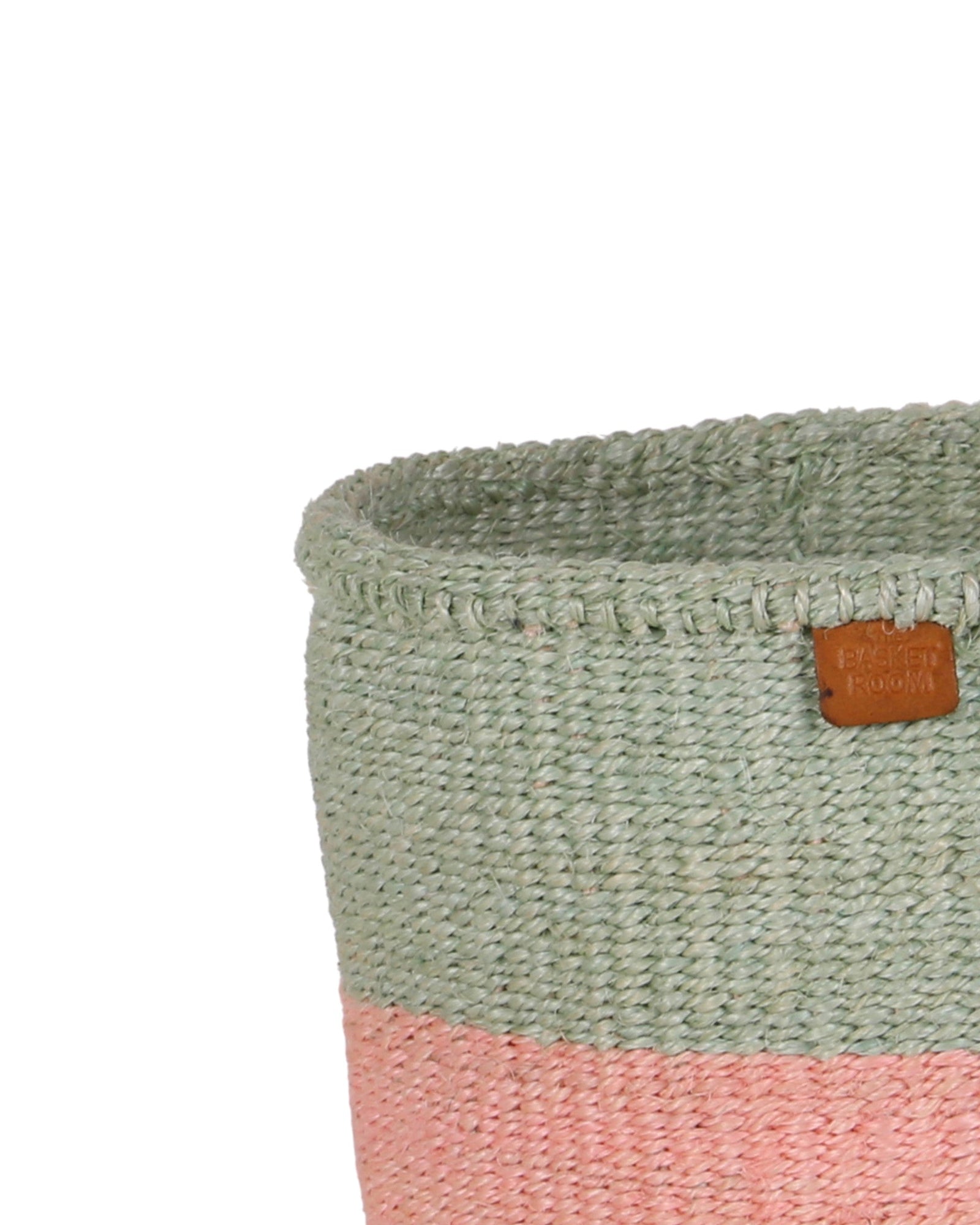 SIAFU: Sapling Green and Dusky Pink Colour Block Sisal Basket