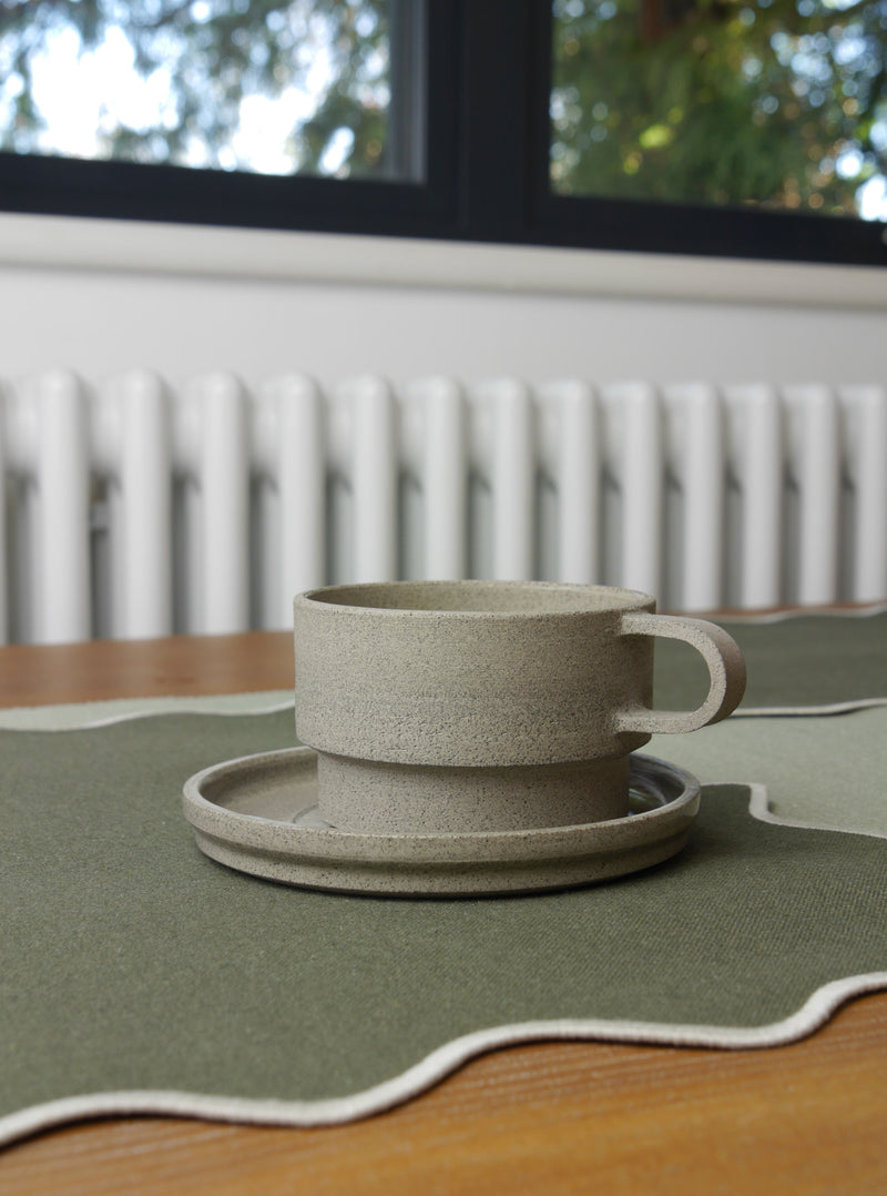 Angular Mug and Saucer Coffee Set, Stone