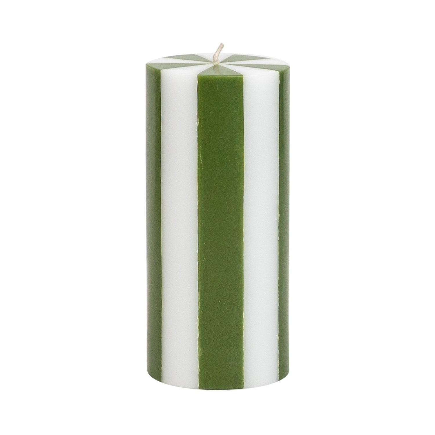Medium Pillar Candle - Moss Green / White