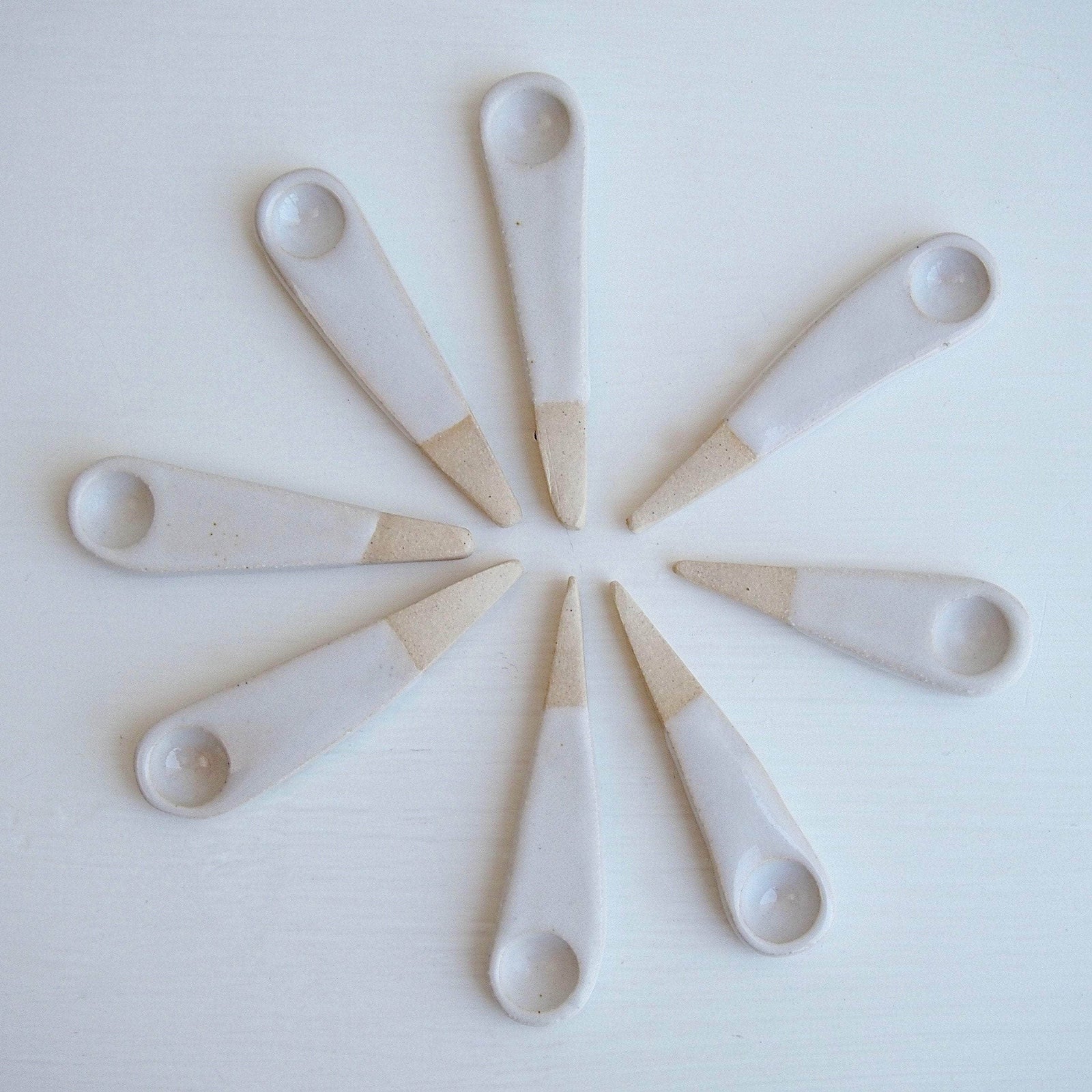 Handmade Mini White Ceramic Salt or Spice Spoon