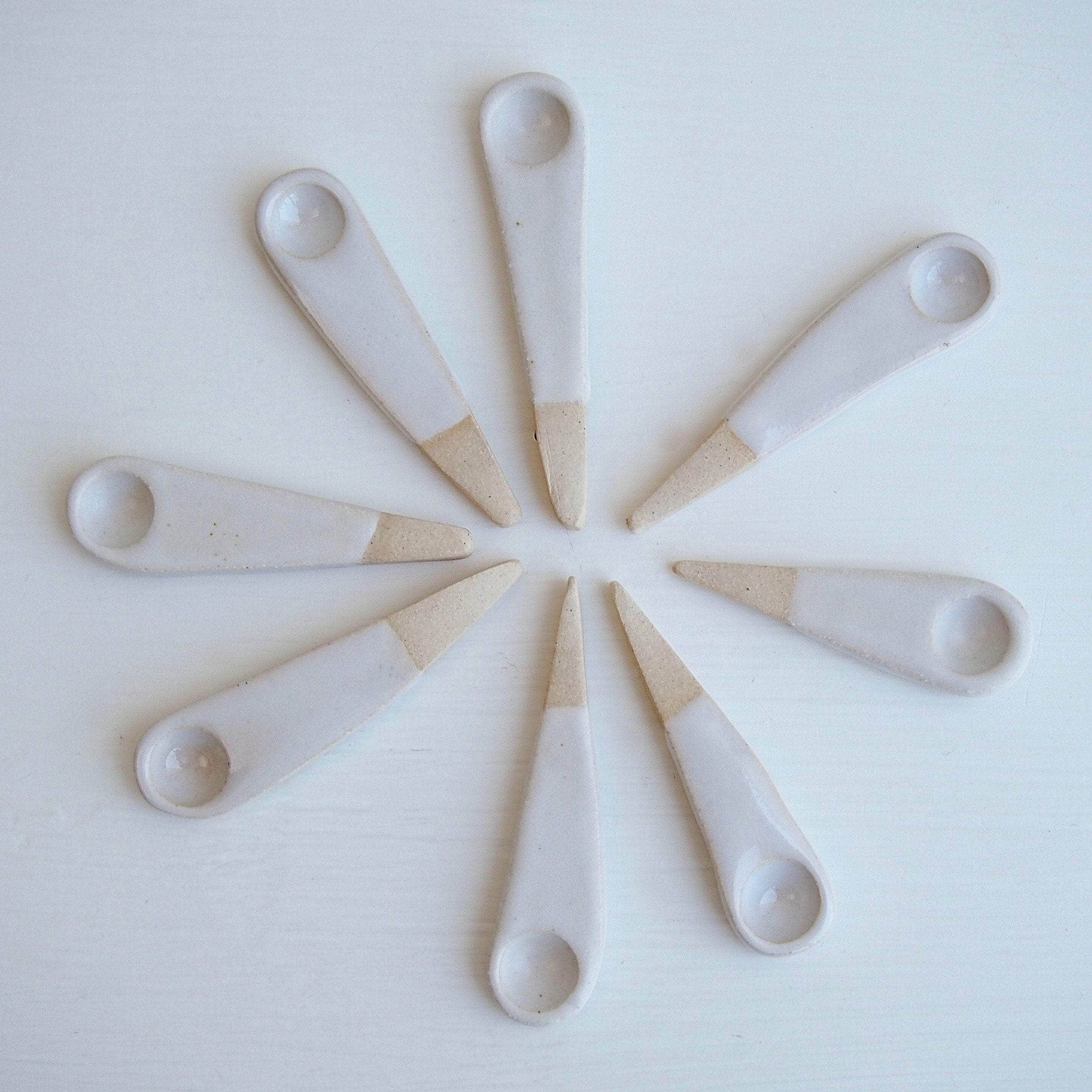 Handmade Mini White Ceramic Salt or Spice Spoon