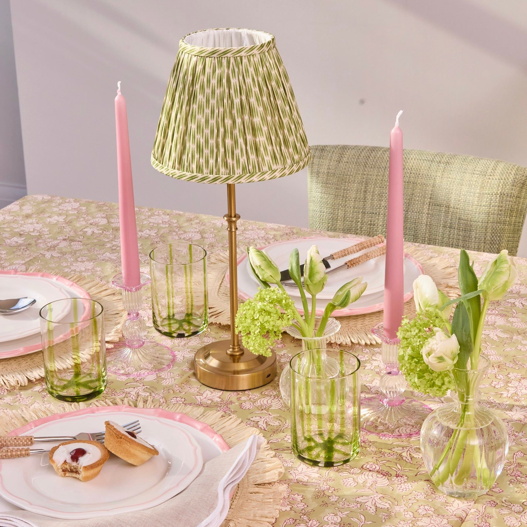 Green Striped Water Glasses