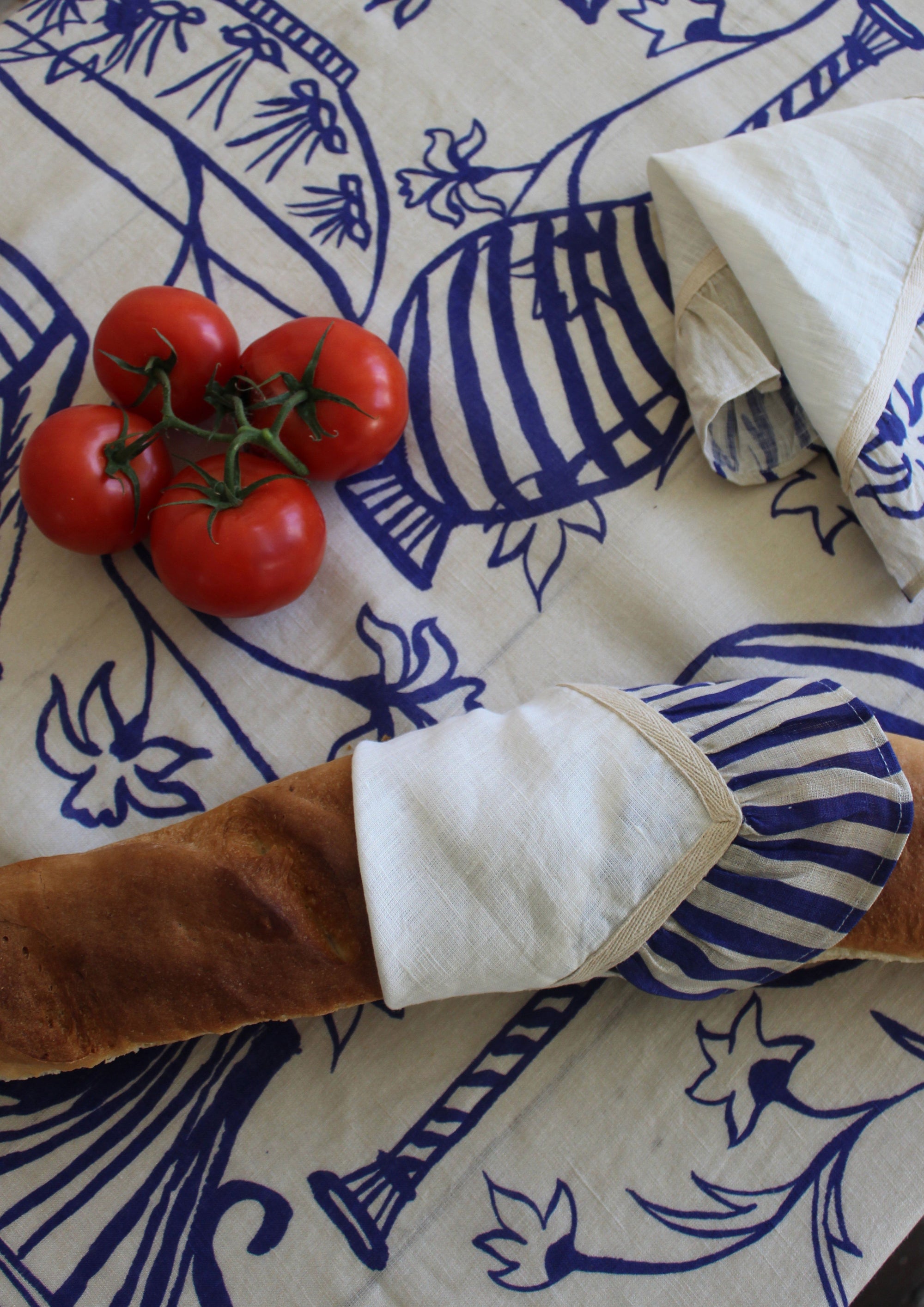 Cobalt Candy Stripe Napkin - Set of 2