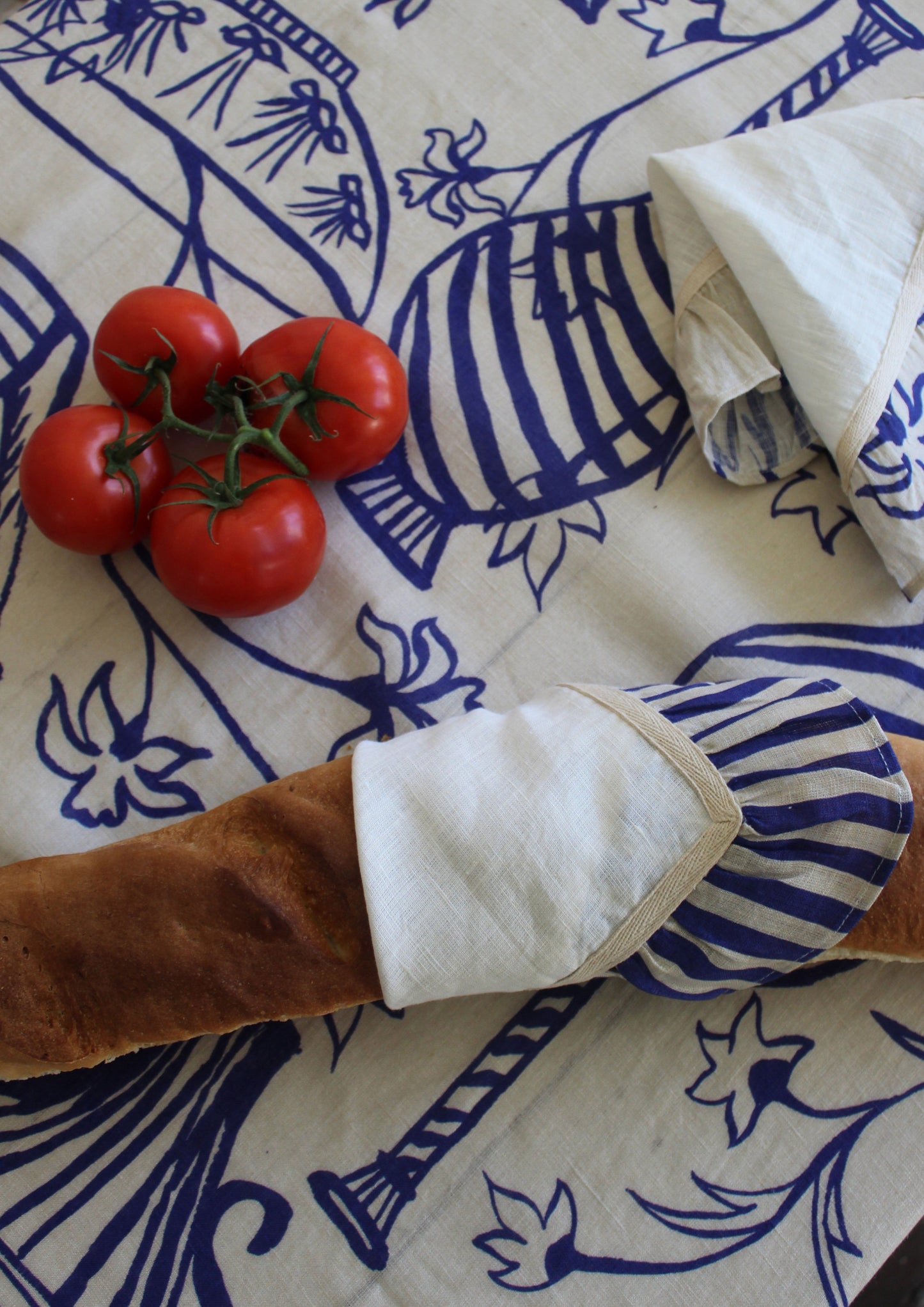 Cobalt Candy Stripe Napkin - Set of 2