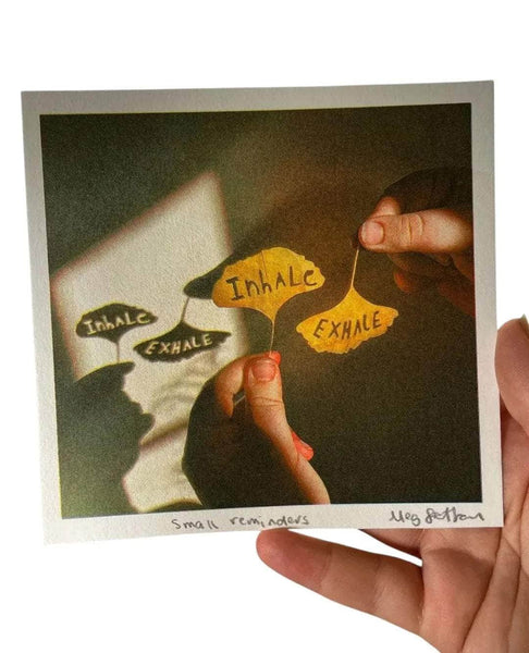Limited Edition Inhale Exhale Gingko Risograph 15cm x 15cm