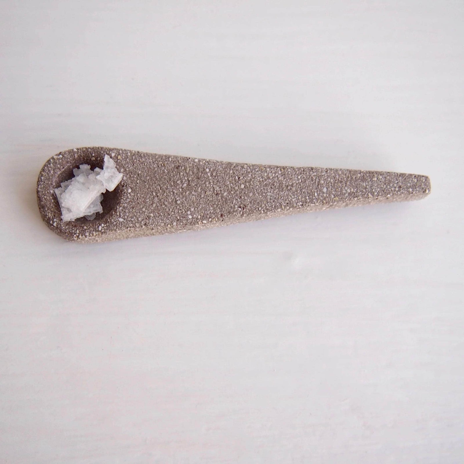 Handmade Mini Grey Ceramic Salt or Spice Spoon