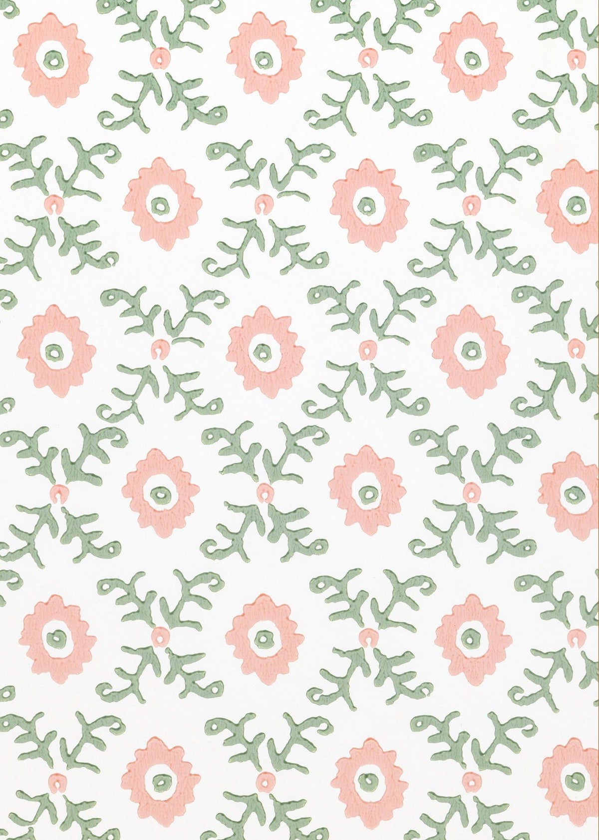 Folk Flower Pendant Lampshade - Pink / Green