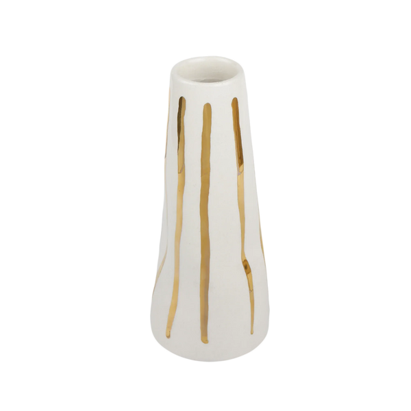 Gold Stripes Stem Vase-