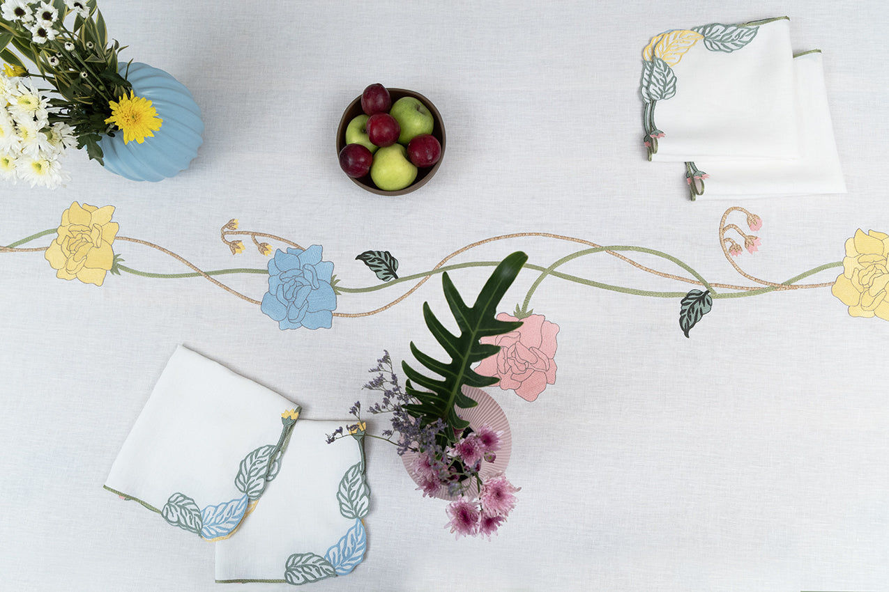 Embroidered Tablecloths - Floral (Set of 4)