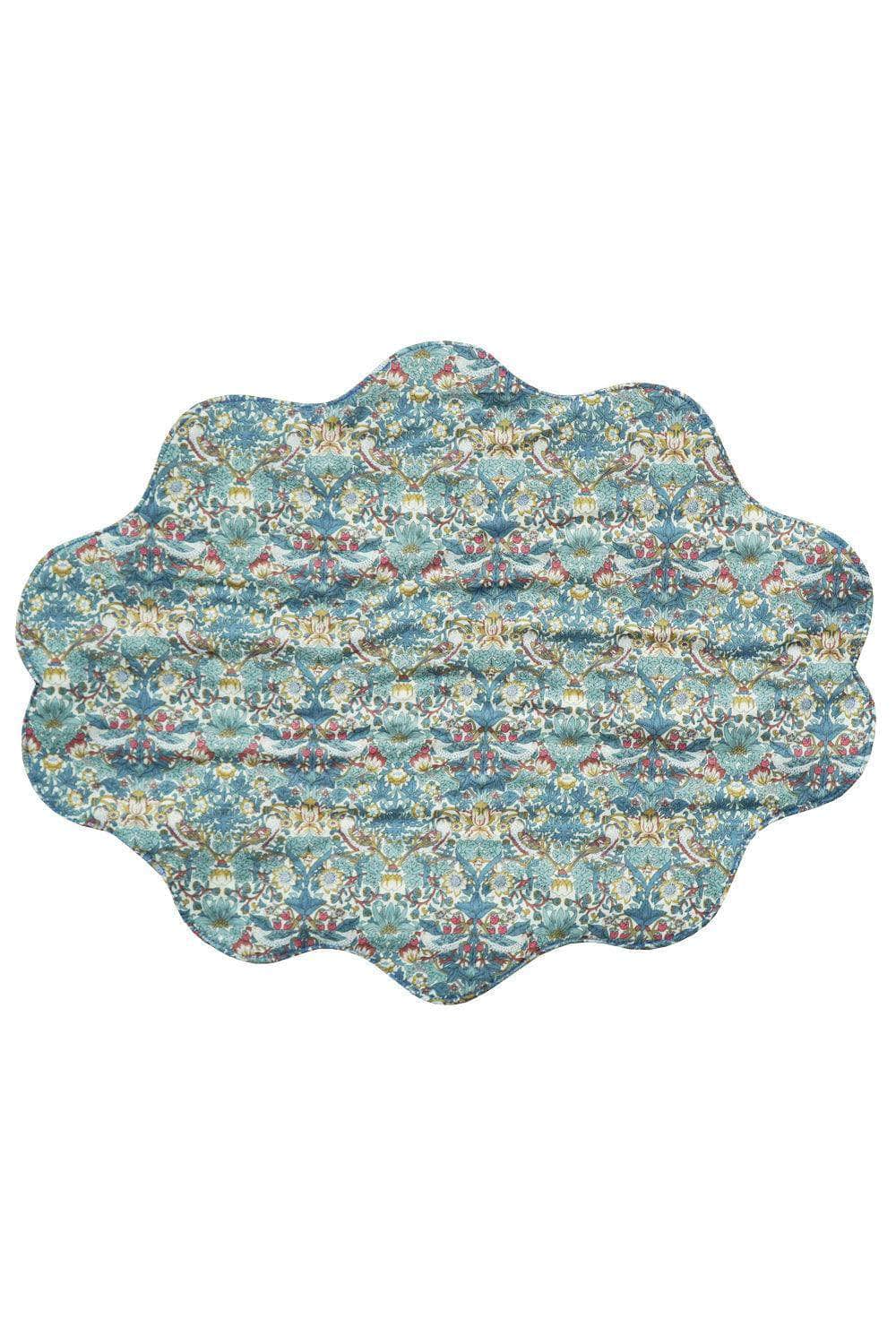 Reversible Wavy Placemat Made With Liberty Fabric Thorpe Rust & Strawberry Thief Spring Blue