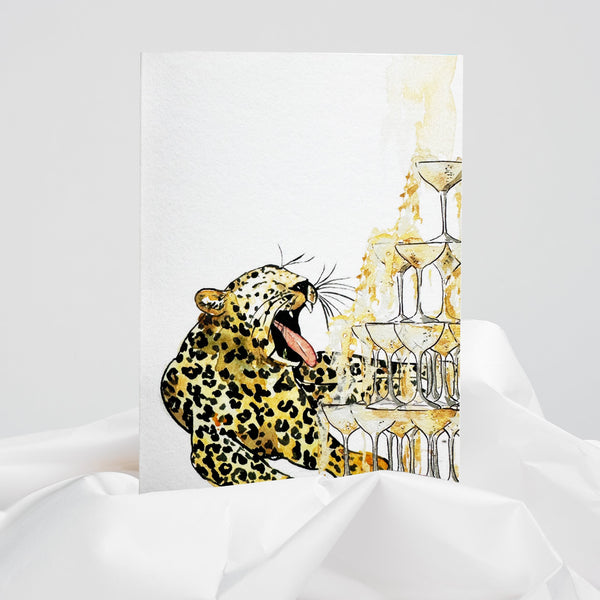 Drunken Leopard... Greeting Card