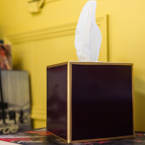 Tissue Box Cover | Aubergine & Gold