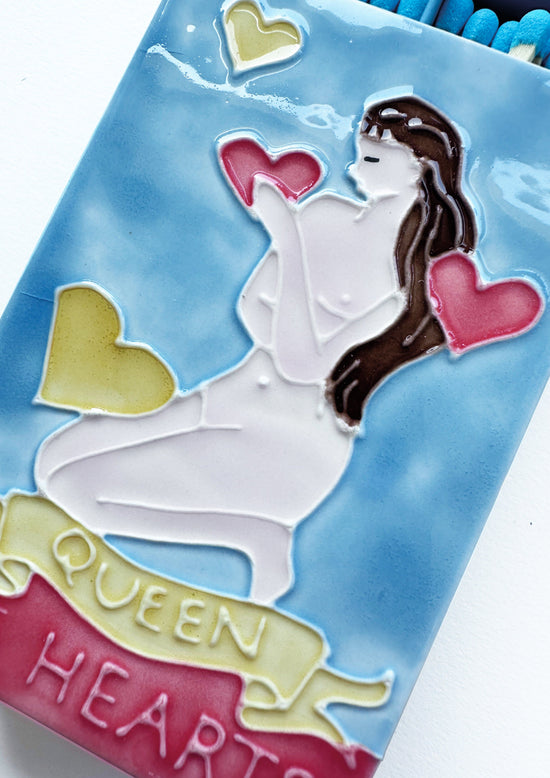 Queen of Hearts Ceramic Matchbox