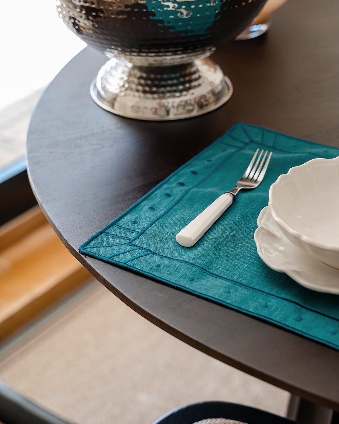 Belle Nuit Placemat, Sea Green with Sea Green