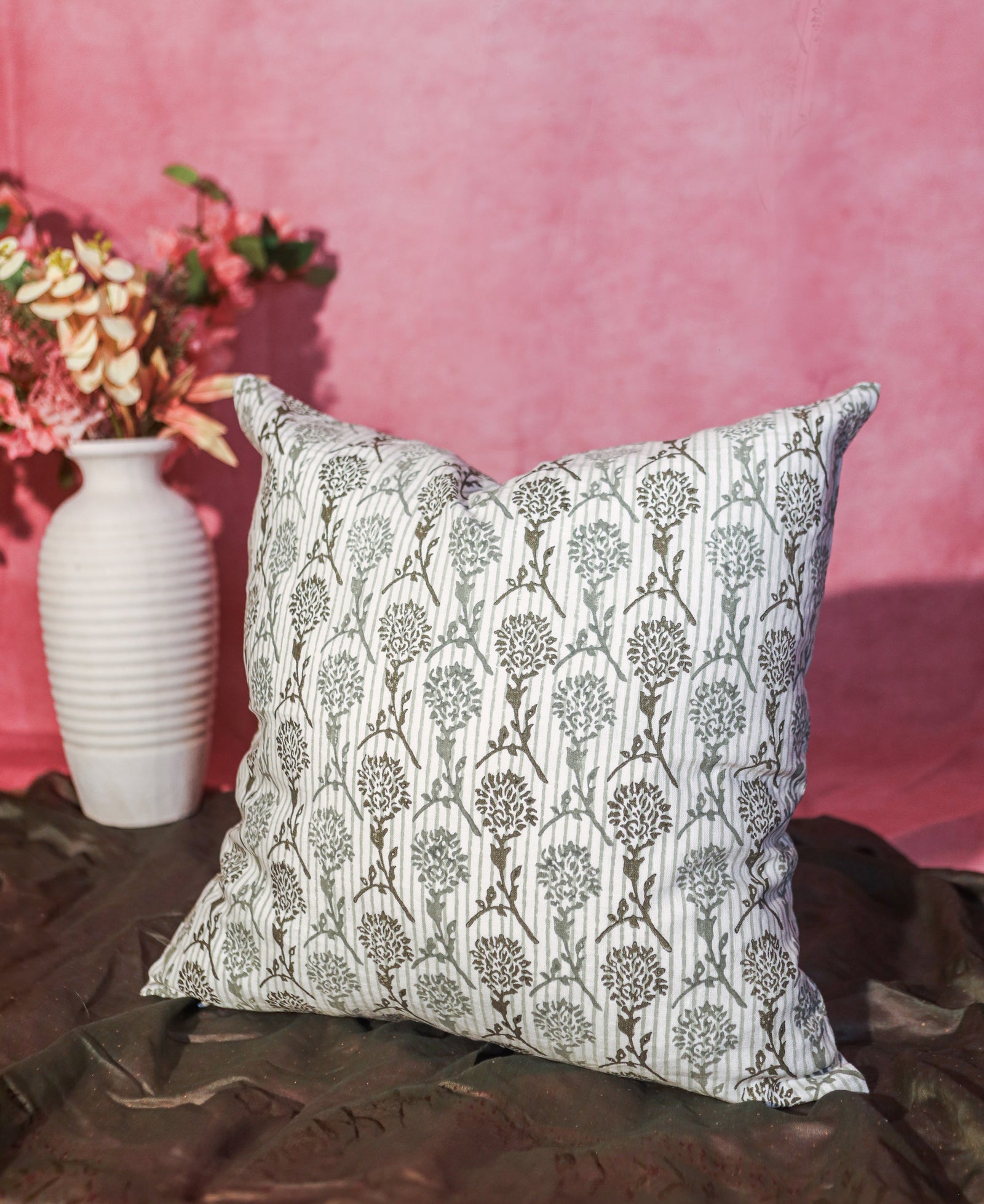 Nikhar Pure Linen Throw Pillow Cover - Sage Green