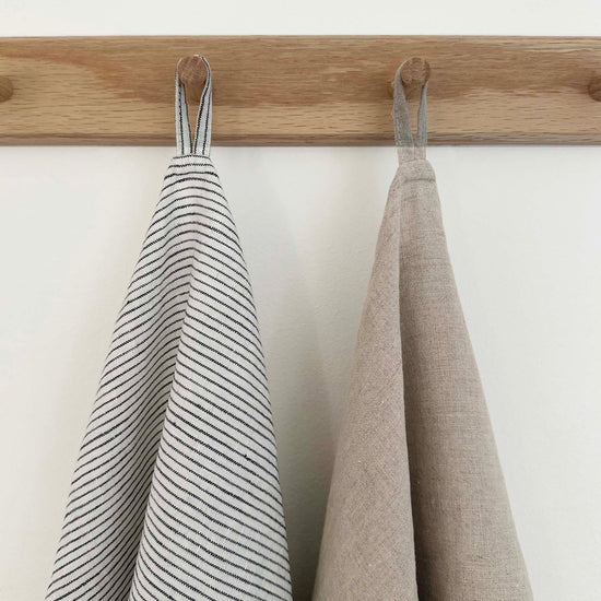 100% Linen Tea Towels OEKO-TEX® Certified - Natural + Stripe