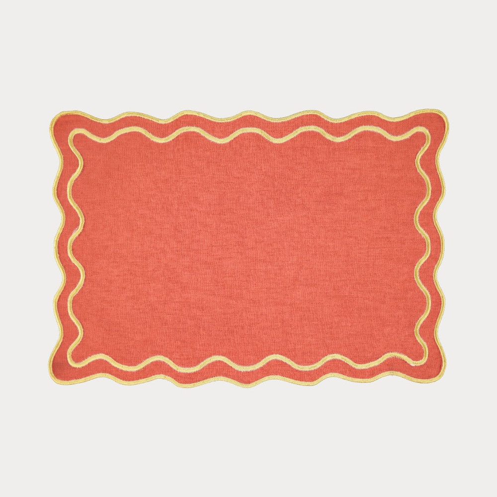 Beja Placemat, Terracotta with Lime Green