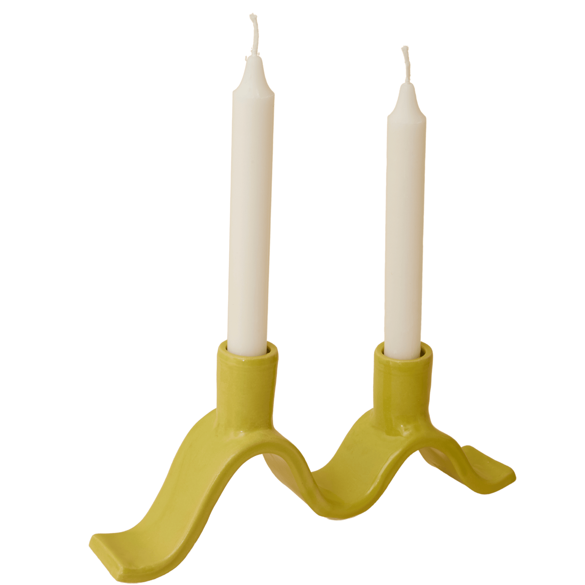 Small Wavy Candelabra - Chartreuse
