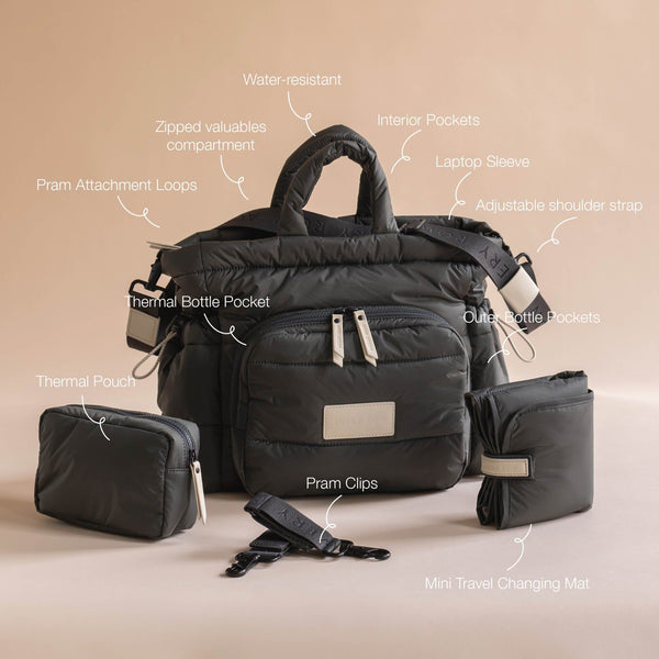 Baby Changing Tote Bag - Soft Black