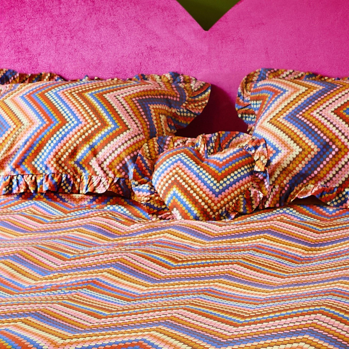 Young Hearts Ruffle Cushion in Gloria