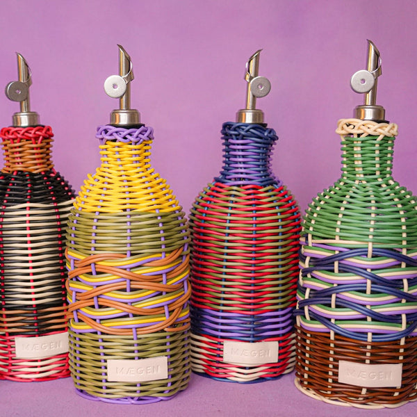 Woven Oil Pourer | Red & Olive