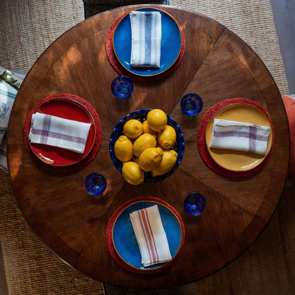 Set of 6 Personalised French Red & Blue Border Napkins