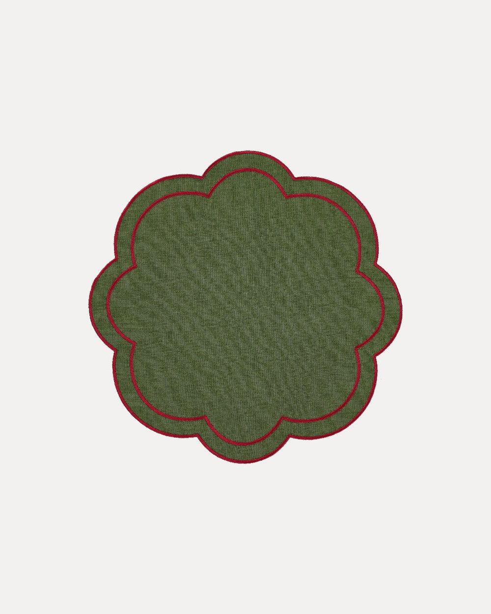 Dahlia Placemat, Green with Bordeaux