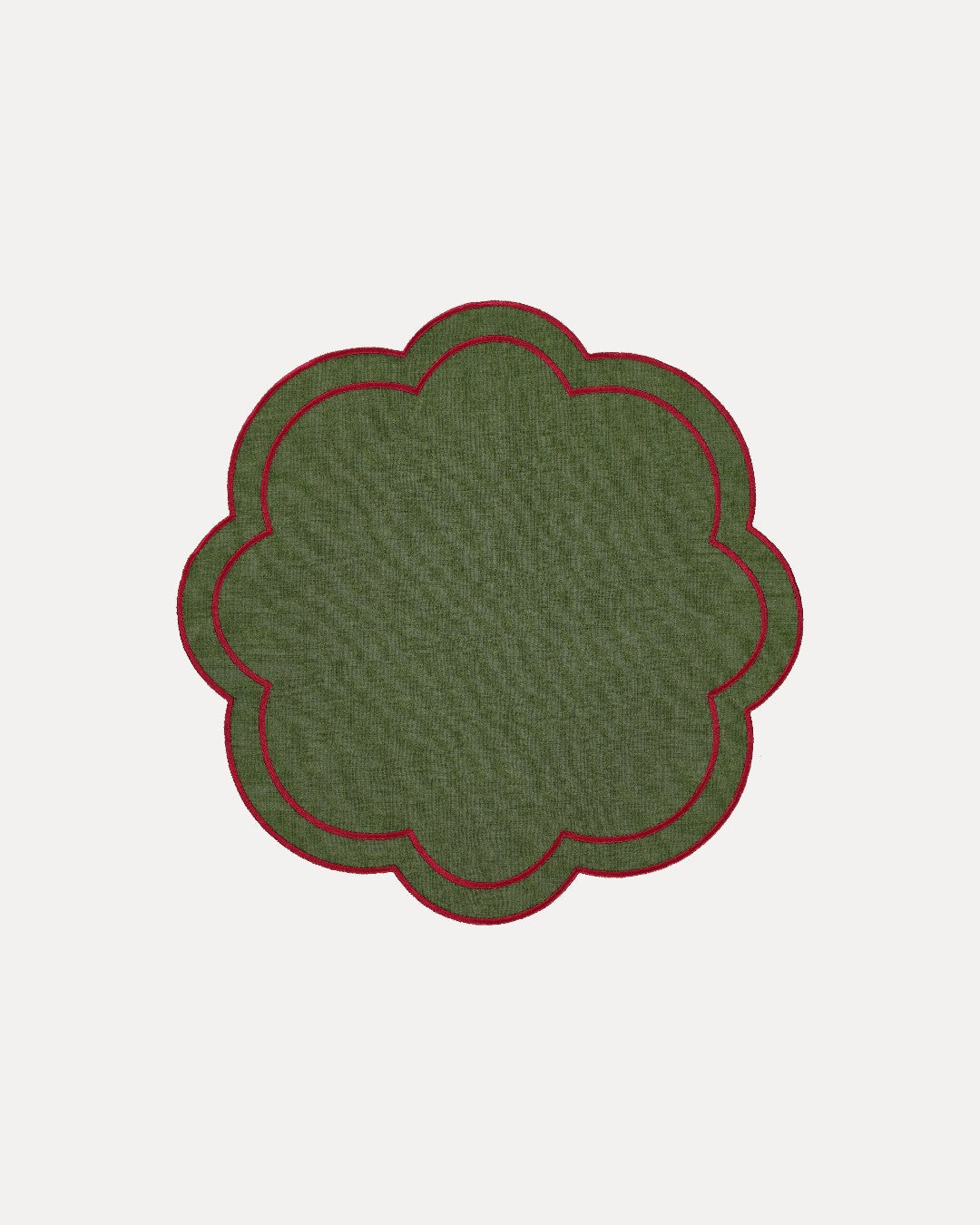 Dahlia Placemat, Green with Bordeaux