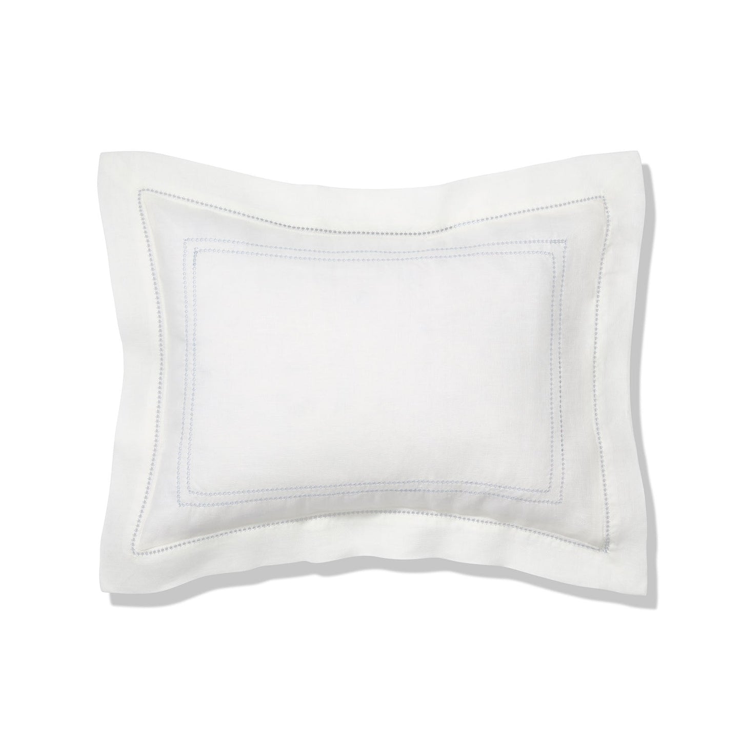 Personalised Boudoir Pillow with Hemstitch in Chambray Blue
