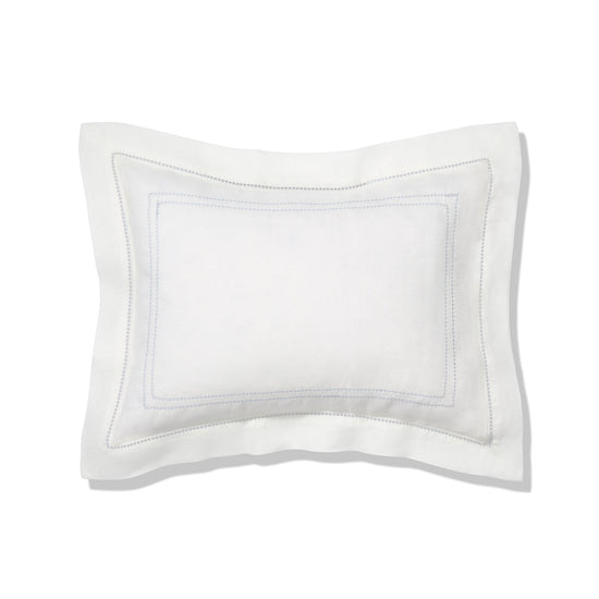 Personalised Boudoir Pillow with Hemstitch in Chambray Blue
