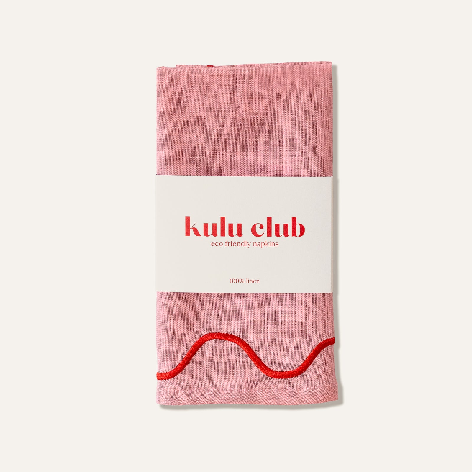 100% Linen Napkin Set Wavy Pink