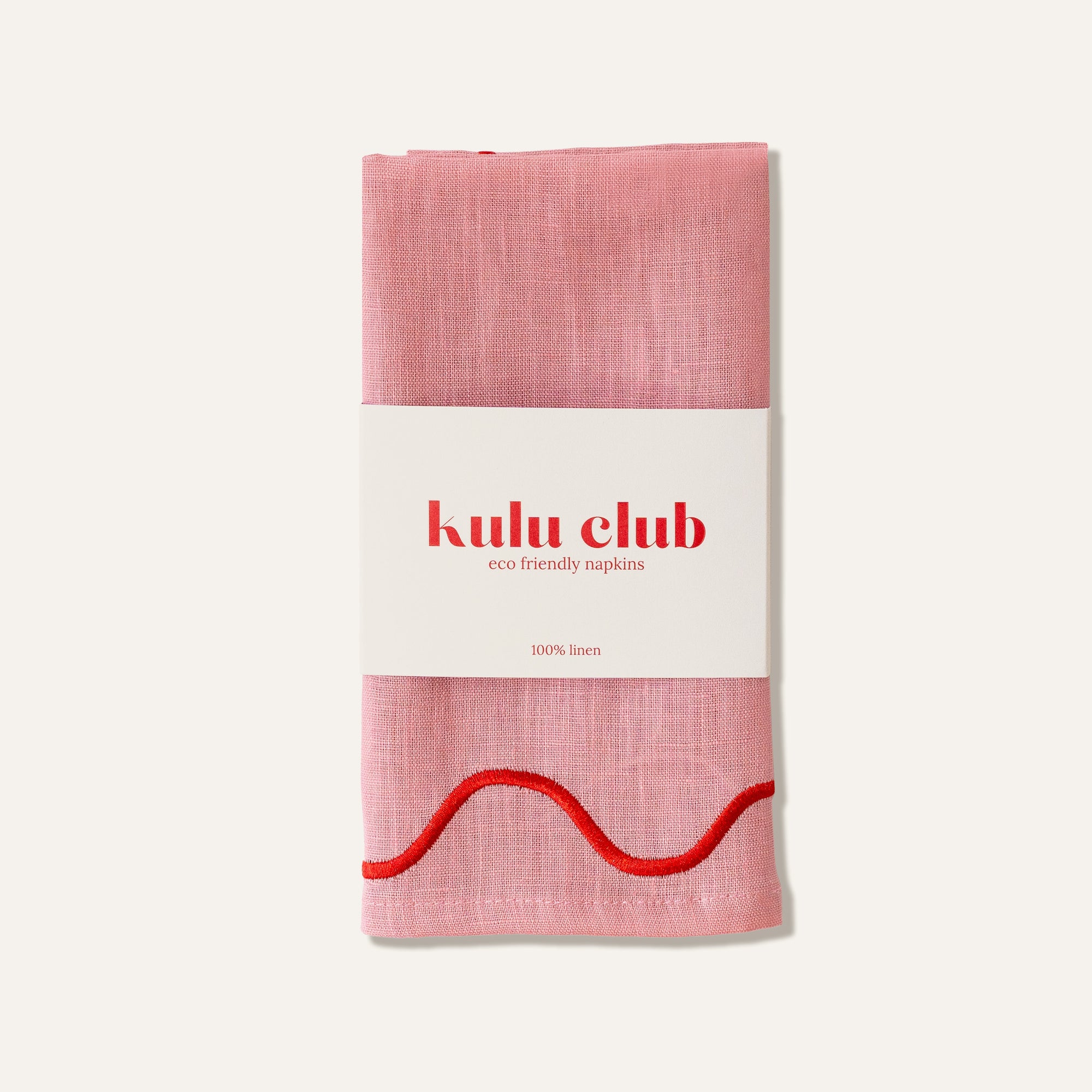 100% Linen Napkin Set Wavy Pink