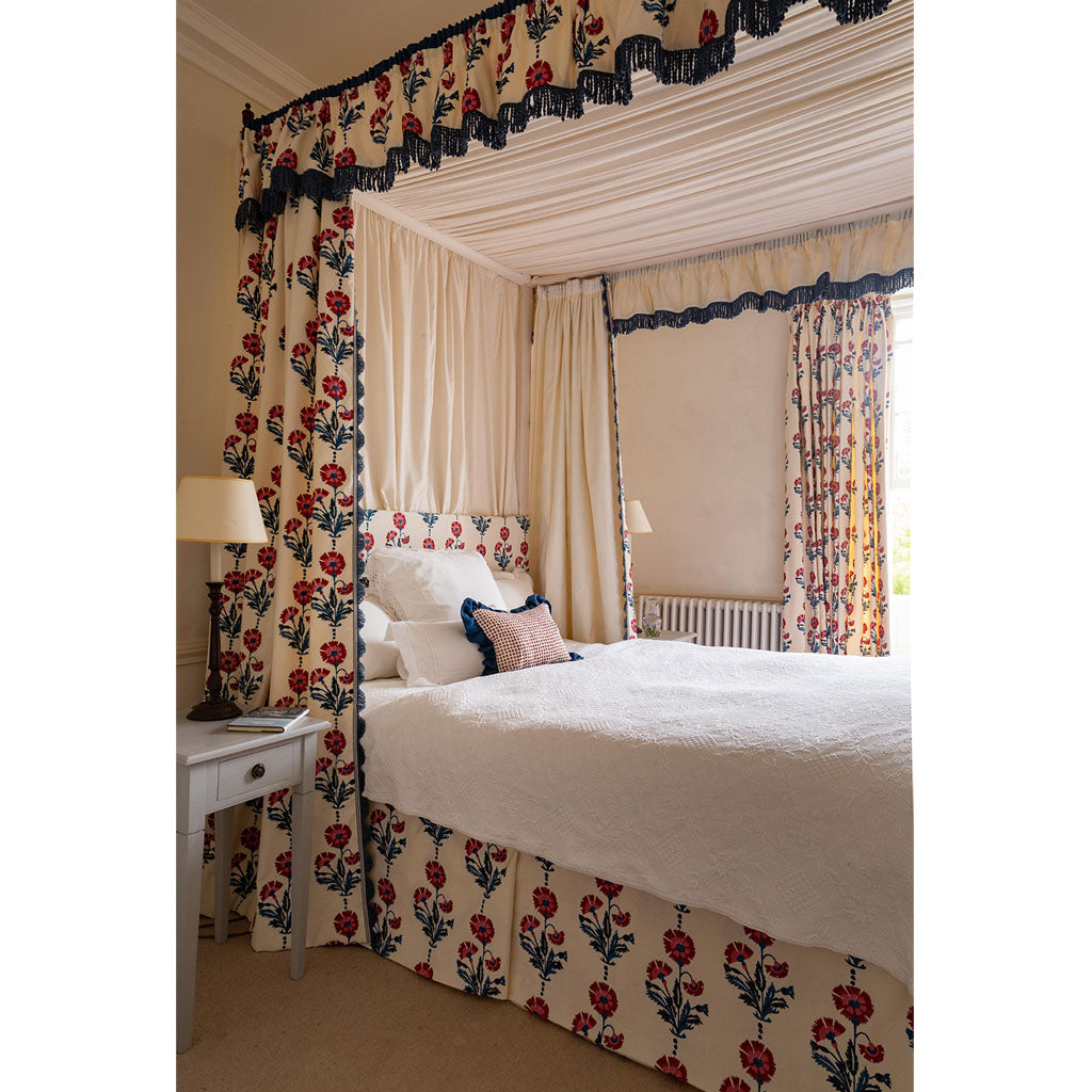 Dianthus Block Printed Fabric Cotton Indigo/Iron