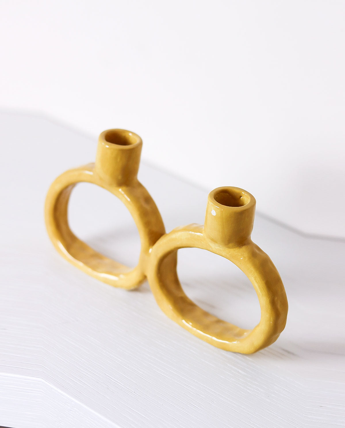 Handmade Ceramic Candle Holder Ochre