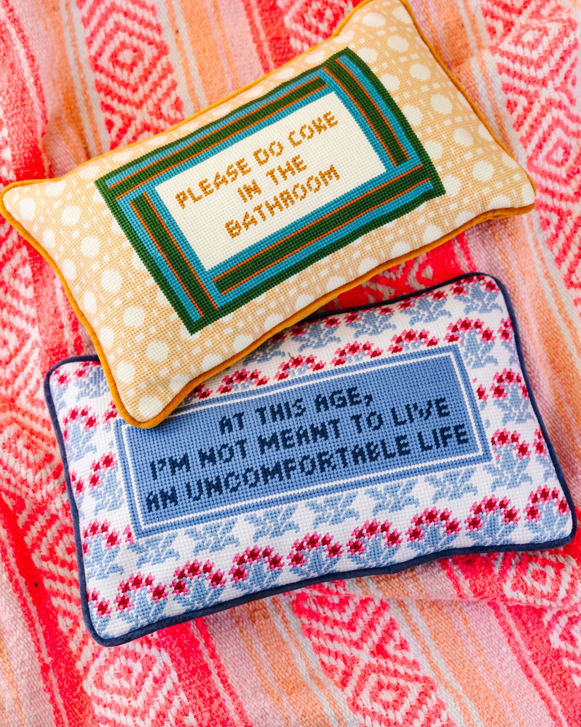 Uncomfortable Needlepoint Pillow
