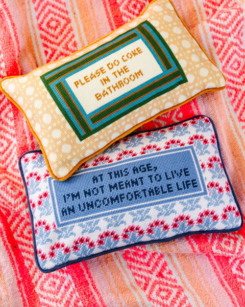 Uncomfortable Needlepoint Pillow