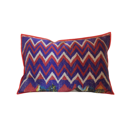 Tati Cushion - Blue, Red & Ivory