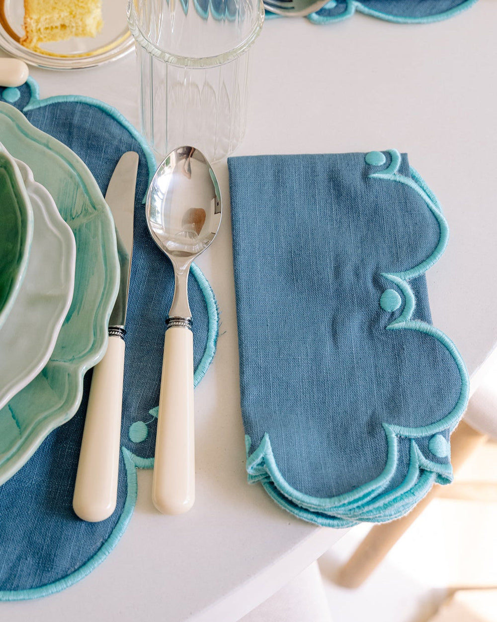 Viana Napkin, Dark Blue with Light Blue