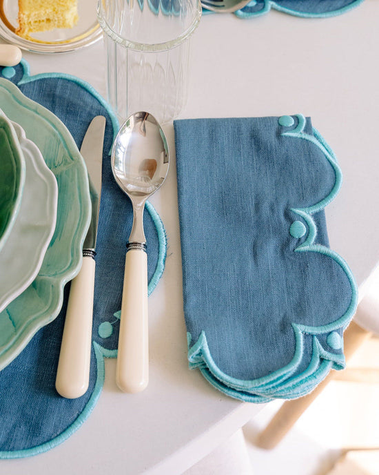 Viana Napkin, Dark Blue with Light Blue