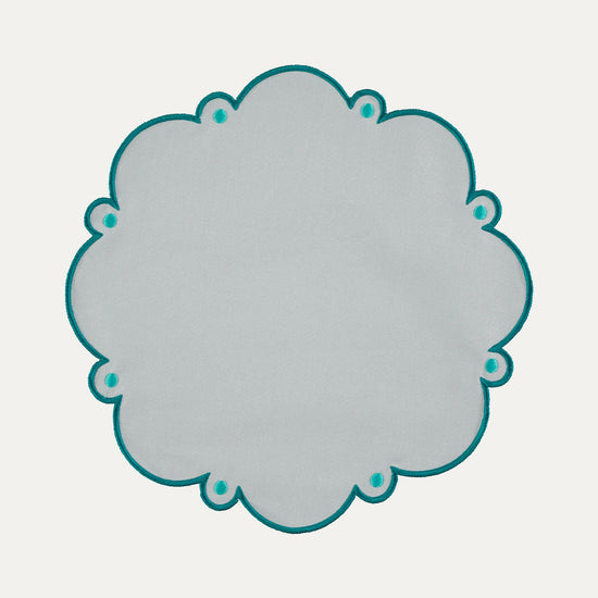 Viana Placemat, White with Turquoise Blue