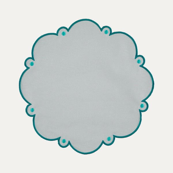 Viana Placemat, White with Turquoise Blue