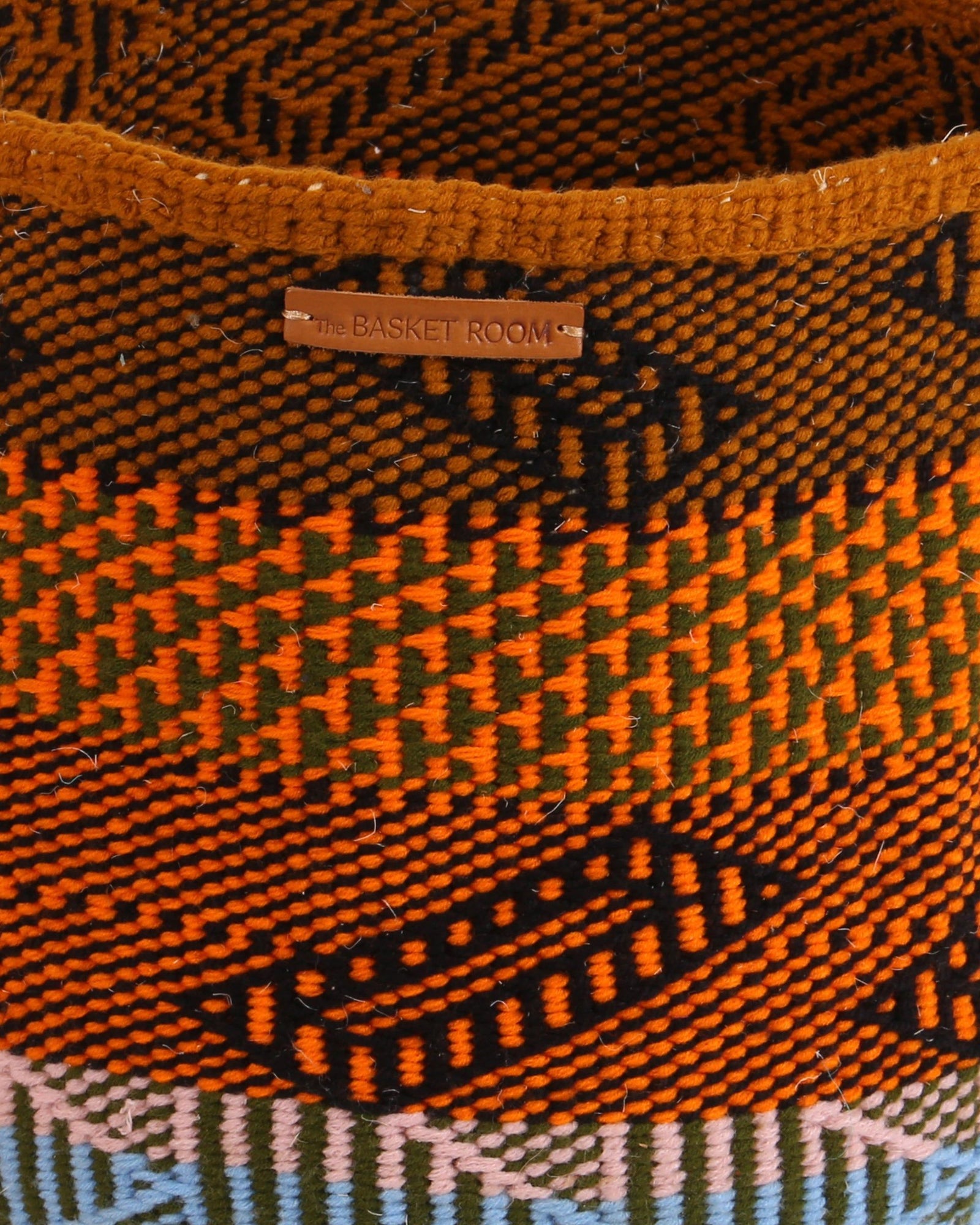 VUNJA: Large Orange, Black and Blue Wool Basket