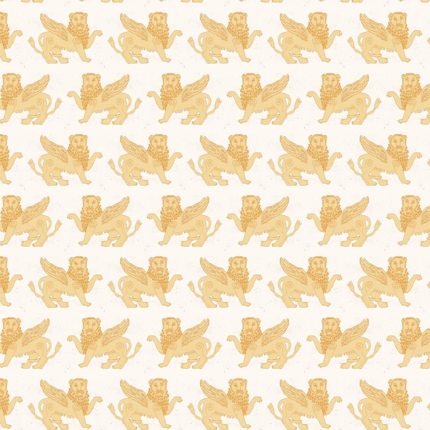 Winged Lion Wallpaper - Mustard