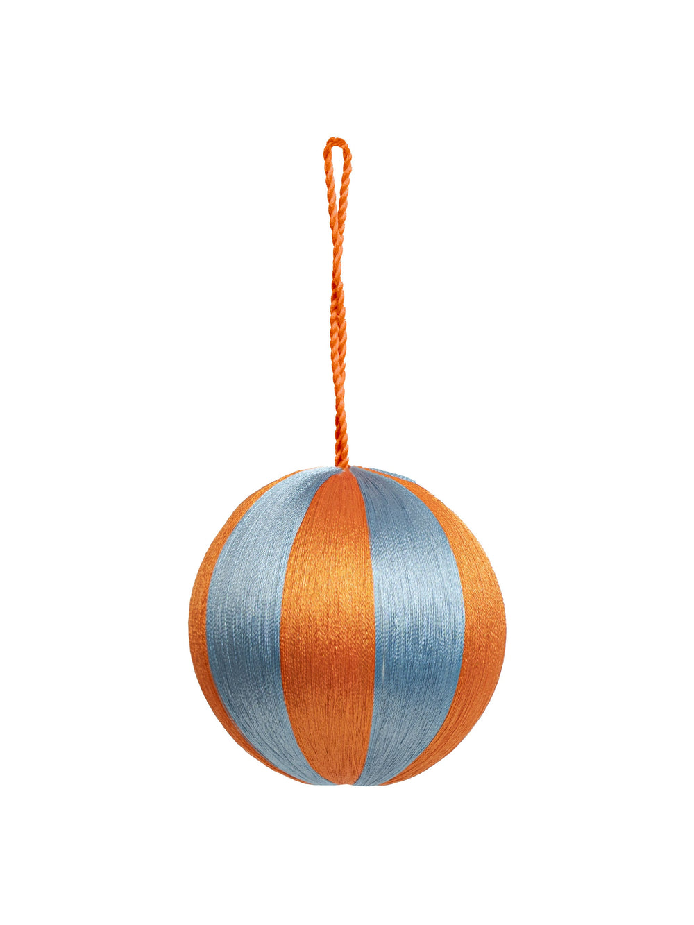 Stripe Baubles L 4" - Orange / Pastel Blue