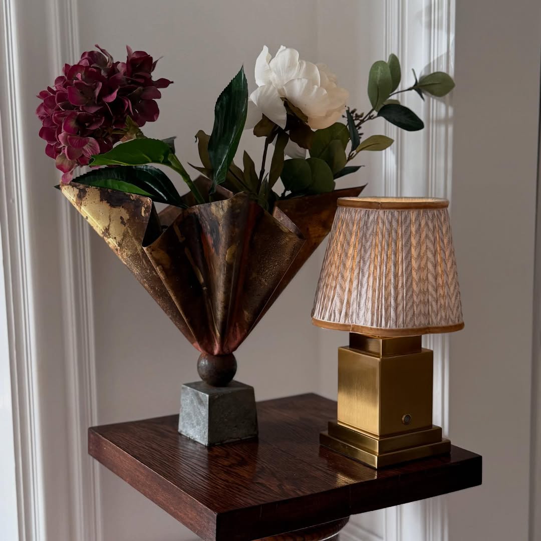 Athena Rechargeable Table Lamp (Beige Herringbone)