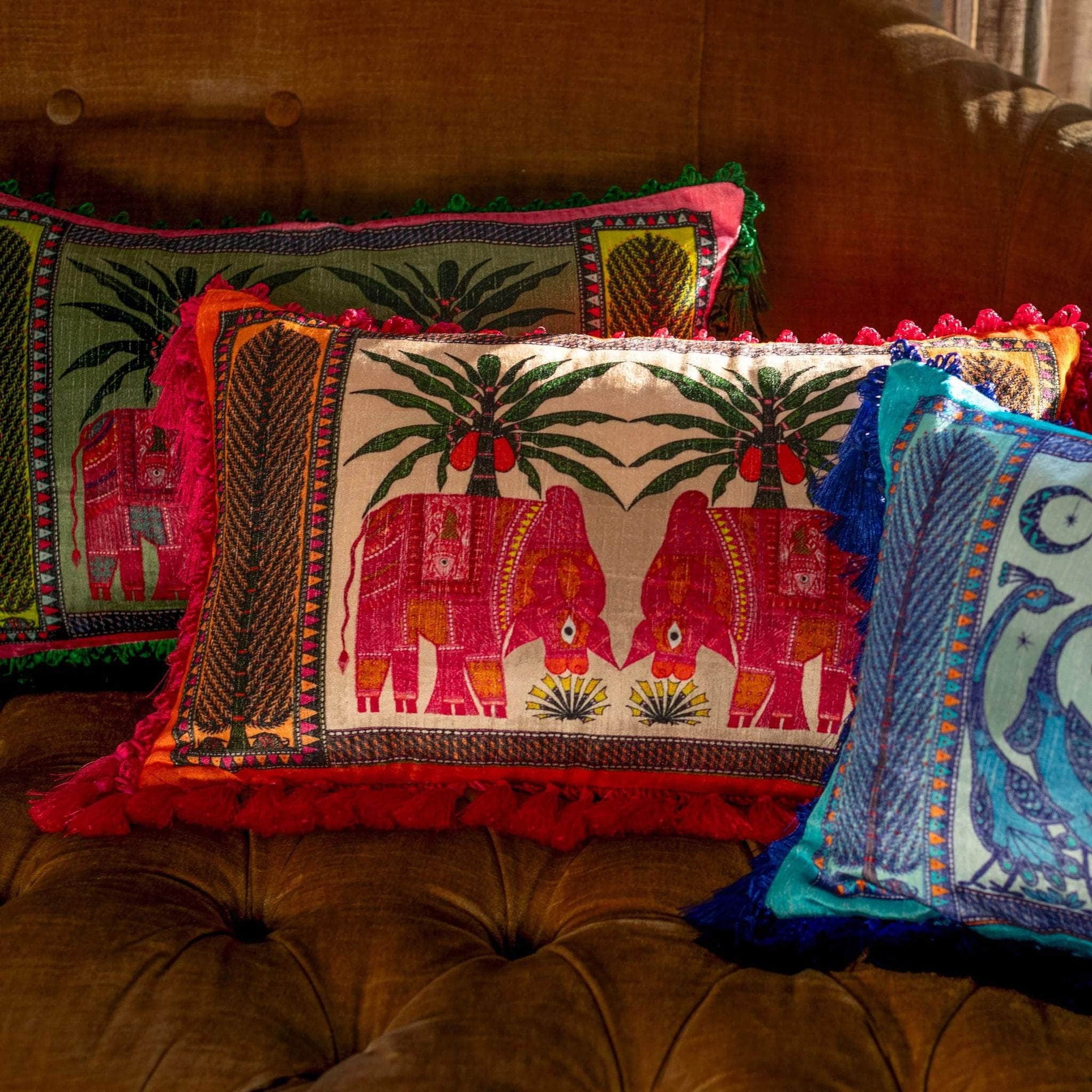 Gulabi Nandi Cotton Velvet Cushion