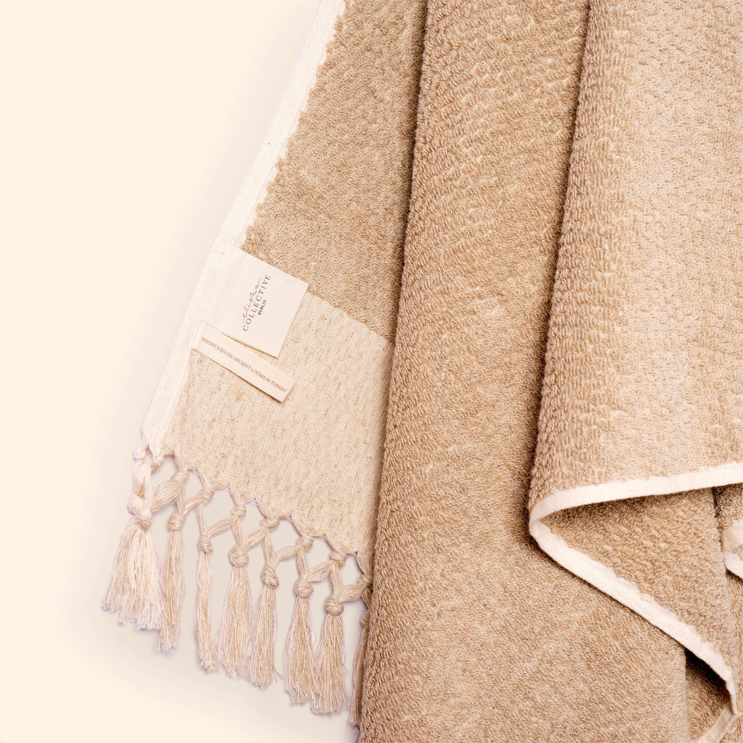 Pure Linen King Bath Towel In Beige
