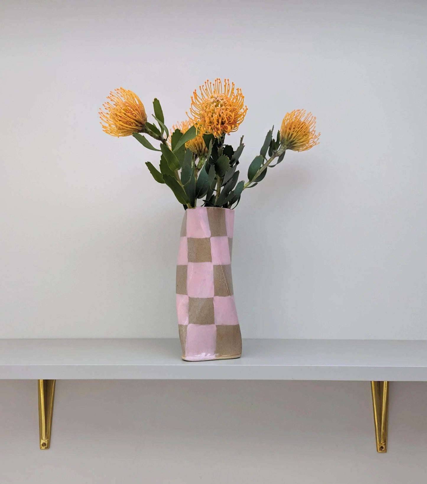 Pink Check Twist Vase