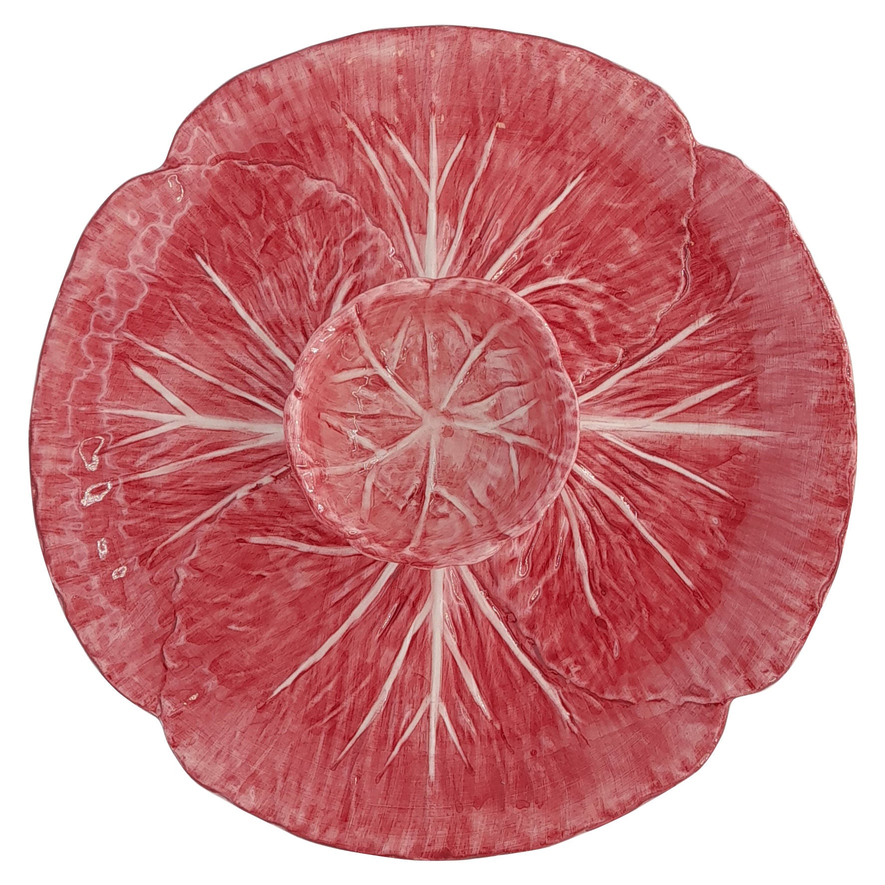 Pink Radicchio Hand-Painted Ceramic Dip Platter